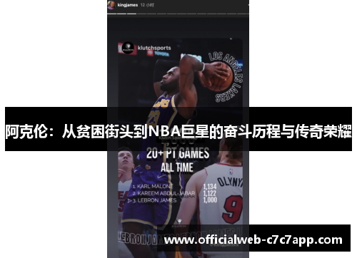 阿克伦：从贫困街头到NBA巨星的奋斗历程与传奇荣耀
